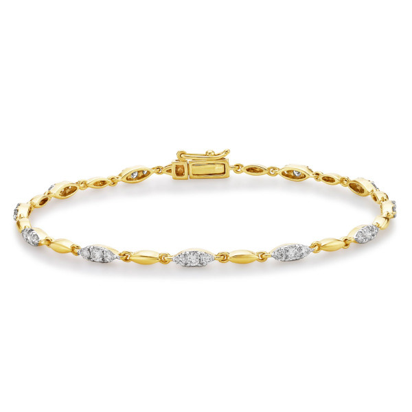 Trilogy Diamond Bracelet 1ct Diamonds in 9K Yellow Gold