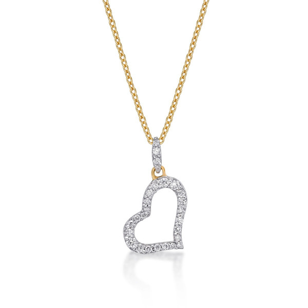 Sleeping Heart Diamond Heart Necklace 0.14ct Diamond 9K Yellow Gold