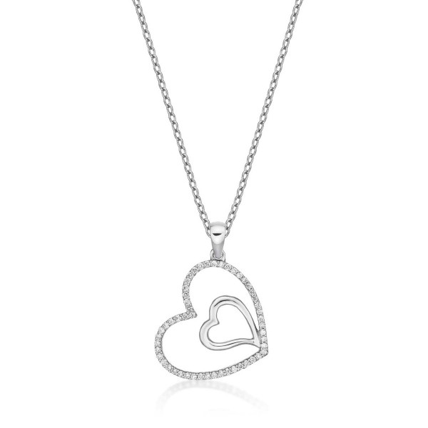 Amour Diamond Heart Pendant Necklace 0.21ct Diamond 9K White Gold