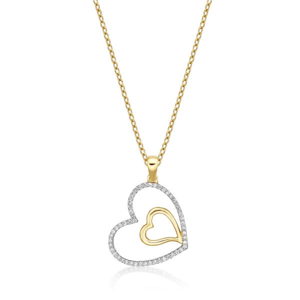 Amour Diamond Heart Pendant Necklace 0.21ct Diamond 9K Yellow Gold