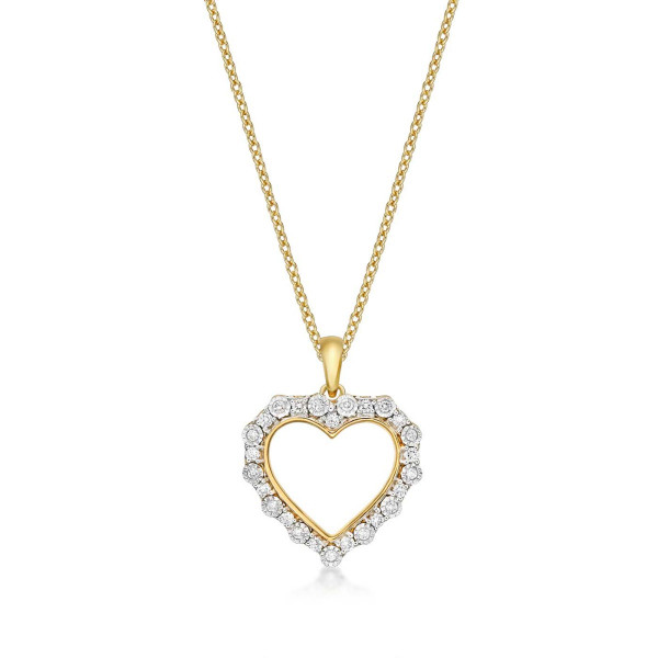 Inspire Diamond Heart Pendant Necklace 0.21ct Diamond 9K Yellow Gold