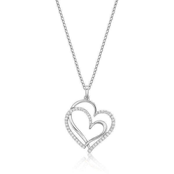 Unity Diamond Heart Pendant Necklace 0.31ct Diamond 9K White Gold
