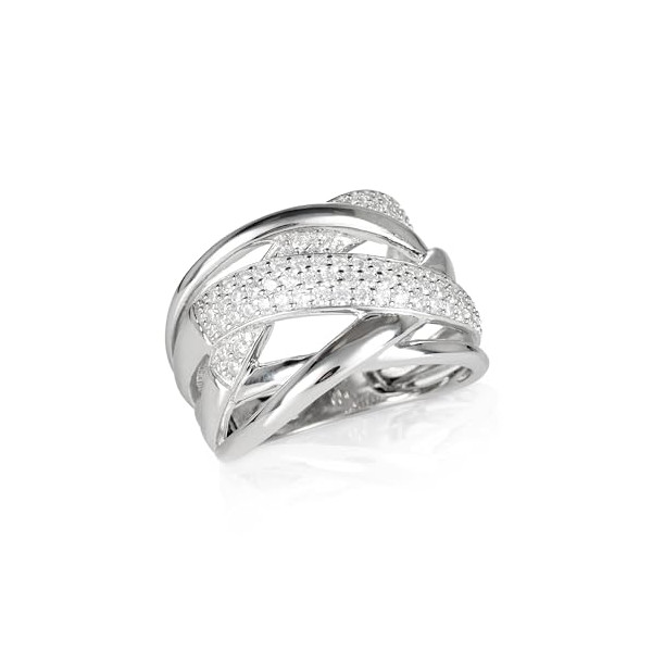 Sterling Silver Wide Criss Cross Silver Ring 