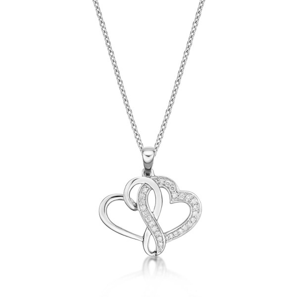 Interlocking Diamond Heart Necklace 0.13ct Diamond in 9K White Gold