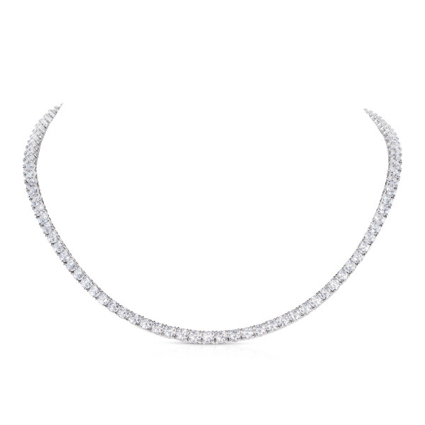 Sterling Silver Tennis Necklace with 4mm Sparkling Cubic Zirconia