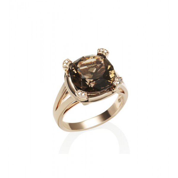 Large Smoky Quartz Dress Ring in 18K Rose Gold