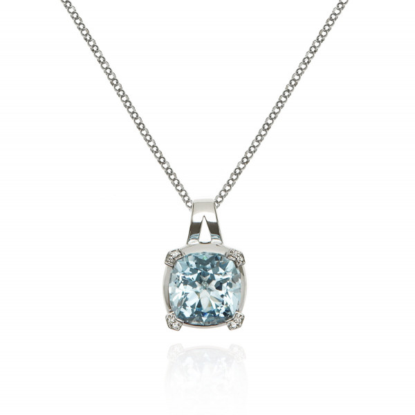 7.70ct Blue Topaz Pendant Necklace in 18K White Gold