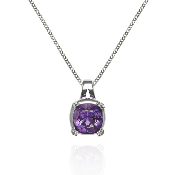 6ct Amethyst Pendant Necklace in 18K White Gold