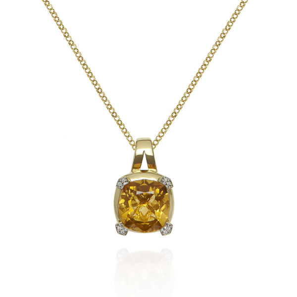 6ct Citrine Pendant Necklace in 18K Yellow Gold