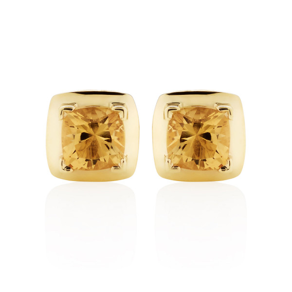 0.84ct Cushion Cut Citrine Stud Earrings In 18K Yellow Gold
