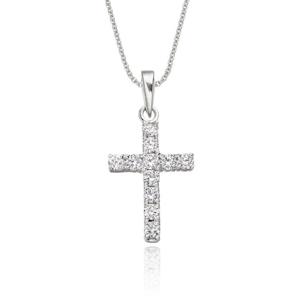 Miracle Diamond Cross Pendant 0.32ct In 9K White Gold