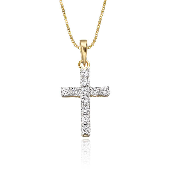 Miracle Diamond Cross Pendant 0.32ct In 9K Yellow Gold