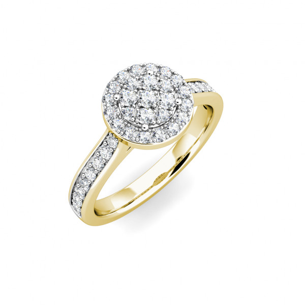 Glimmer Diamond Cluster Engagement Ring 0.35ct Diamonds in 18K Yellow Gold