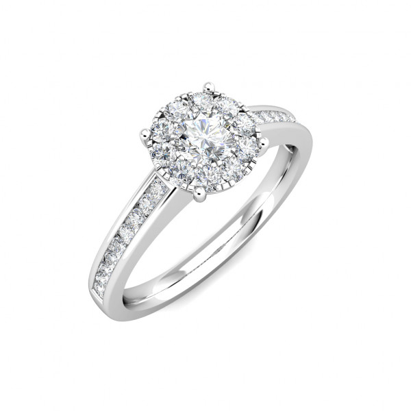 Elegance Diamond Cluster Engagement Ring 0.50ct Diamonds in 18K White Gold