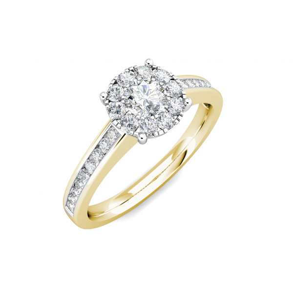 Elegance Diamond Cluster Engagement Ring 0.50ct Diamonds in 18K Yellow Gold