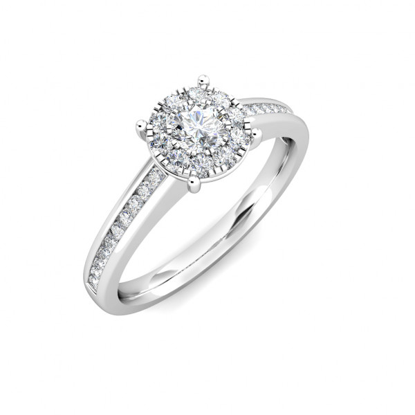 Elegance Cluster Engagement Ring 0.40ct Diamonds in 18K White Gold