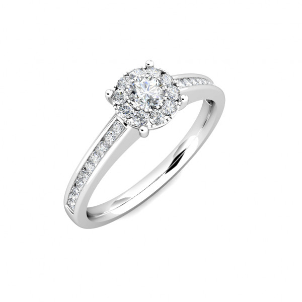 Elegance Diamond Cluster Engagement Ring 0.30ct Diamonds in 18K White Gold