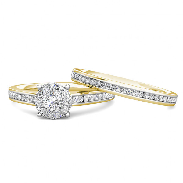 Elegance Diamond Cluster Engagement Ring 0.30ct Diamonds in 18K Yellow Gold