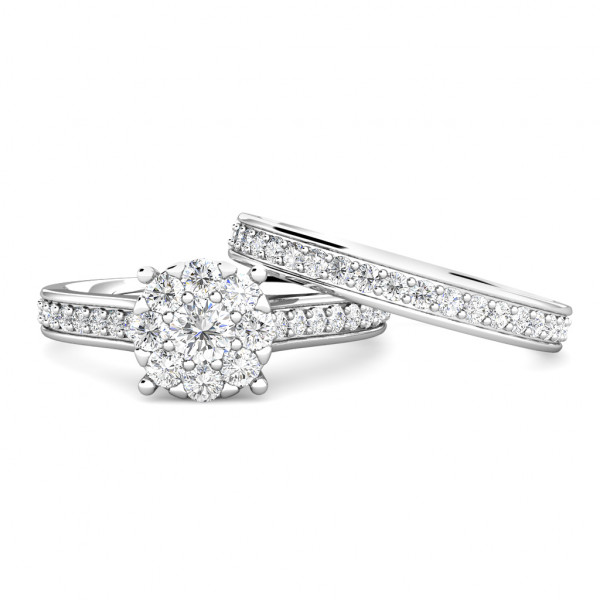 Passion Diamond Cluster Engagement Ring 0.50ct Diamonds in 18K White Gold
