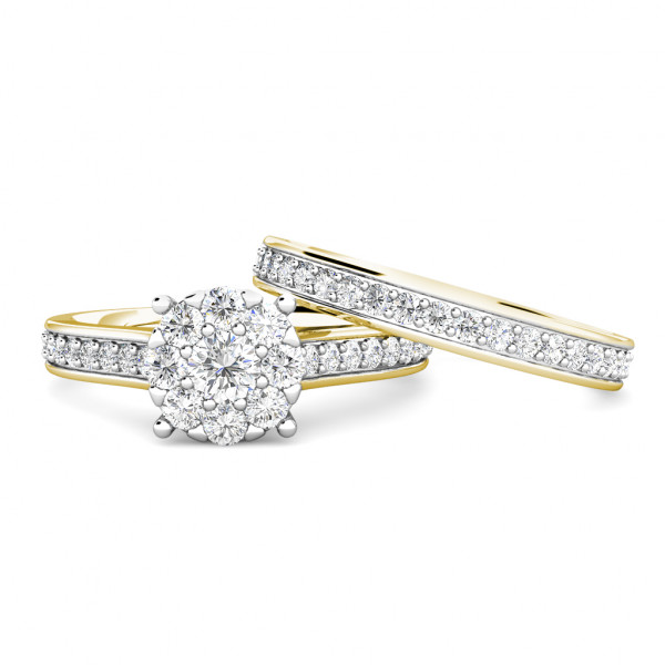 Passion Diamond Cluster Engagement Ring 0.50ct Diamonds in 18K Yellow Gold