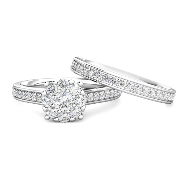 Passion Diamond Cluster Engagement Ring 0.40ct Diamonds in 18K White Gold