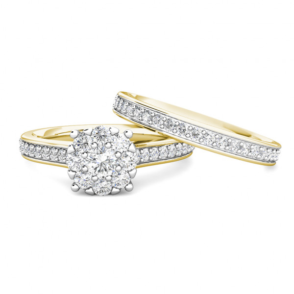 Passion Diamond Cluster Engagement Ring 0.40ct Diamonds in 18K Yellow Gold