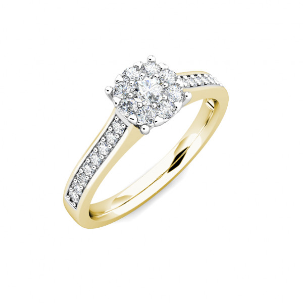 Passion Diamond Cluster Engagement Ring 0.30ct Diamonds in 18K Yellow Gold