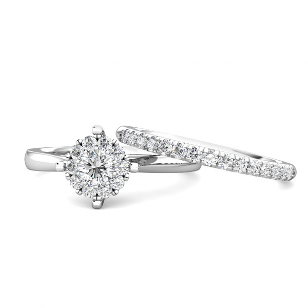 Star Diamond Cluster Engagement Ring 0.30ct Diamonds in 18K White Gold