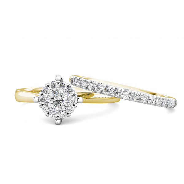 Star Diamond Cluster Engagement Ring 0.30ct Diamonds in 18K Yellow Gold