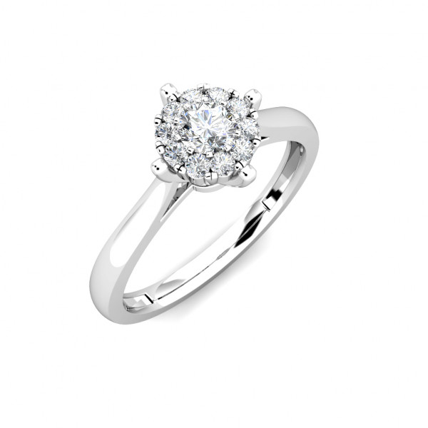 Star Diamond Cluster Engagement Ring 0.20ct Diamonds in 18K White Gold