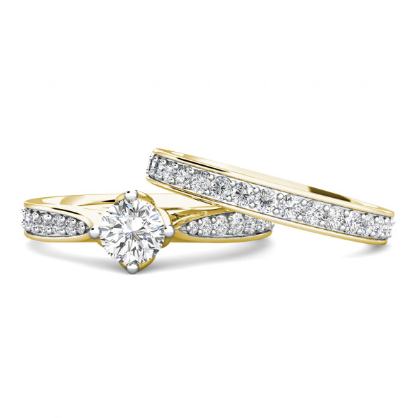 Crown Diamond Cluster Engagement Ring 0.40ct Diamonds in 18K Yellow Gold