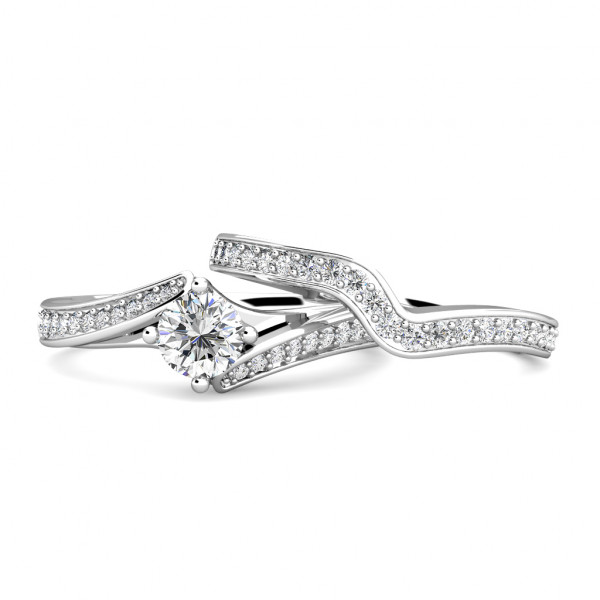 Twist Diamond Cluster Engagement Ring 0.40ct Diamonds in 18K White Gold