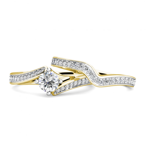 Twist Diamond Cluster Engagement Ring 0.40ct Diamonds in 18K Yellow Gold