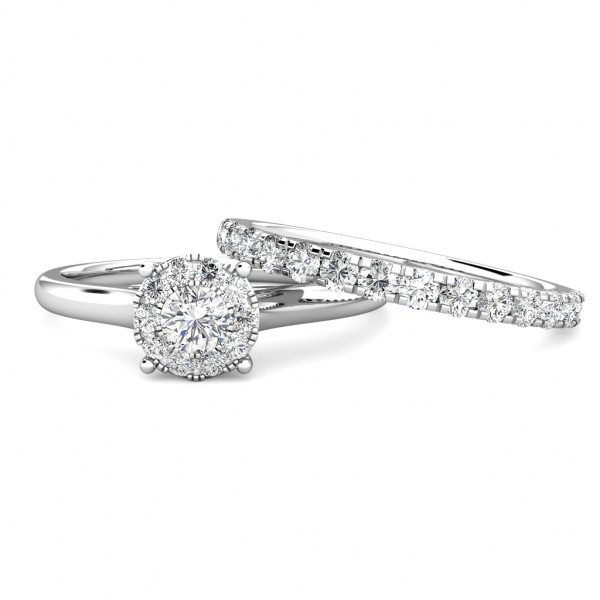Miracle Diamond Cluster Engagement Ring 0.20ct Diamonds in 18K White Gold