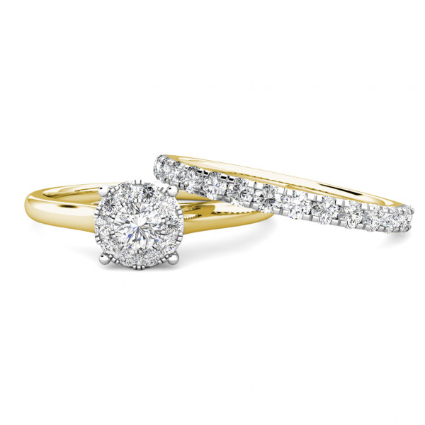 Miracle Diamond Cluster Engagement Ring 0.20ct Diamonds in 18K Yellow Gold