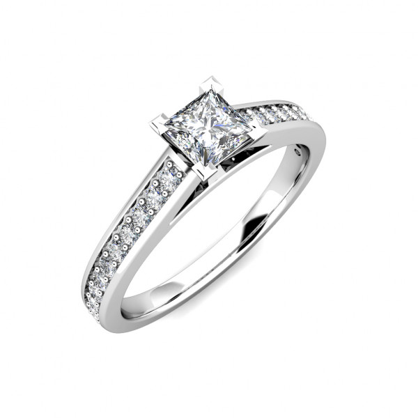 Square Princess Diamond Engagement Ring 0.45ct Diamonds 18K White Gold