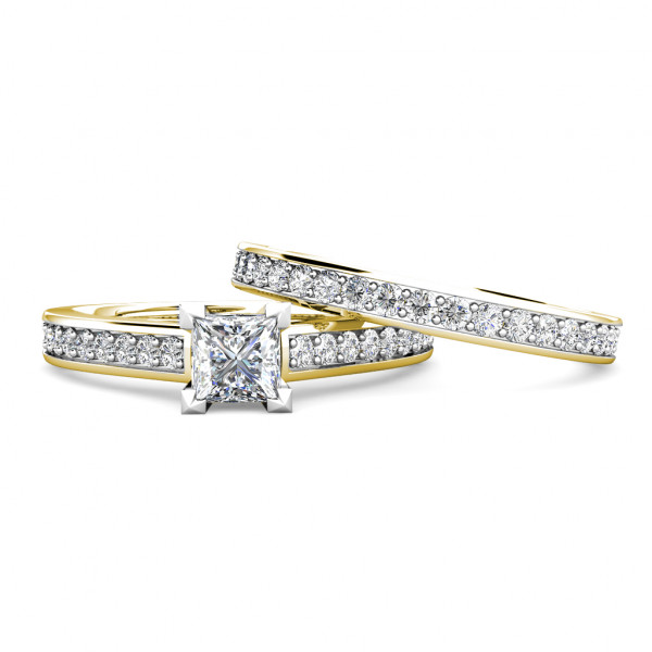 Square Princess Diamond Engagement Ring 0.45ct Diamonds 18K Yellow Gold