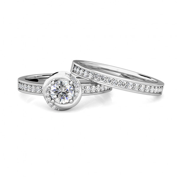 Knot Diamond Halo Engagement Ring 0.40ct Diamonds in 18K White Gold