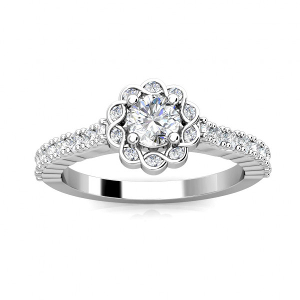 Infinity Diamond Halo Engagement Ring 0.50ct Diamonds in 18K White Gold