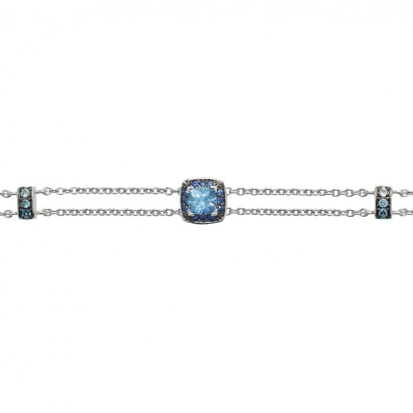 Swiss Blue Topaz and Blue Sapphire Bracelet in 18K White Gold