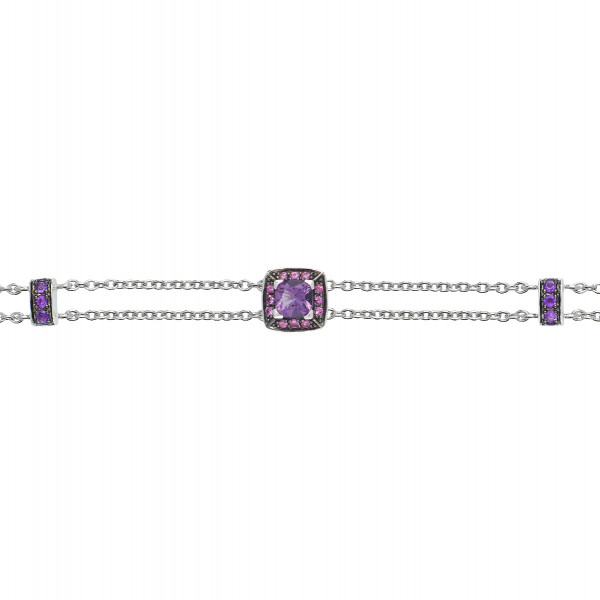 Amethyst and Pink Sapphire Bracelet in 18K White Gold