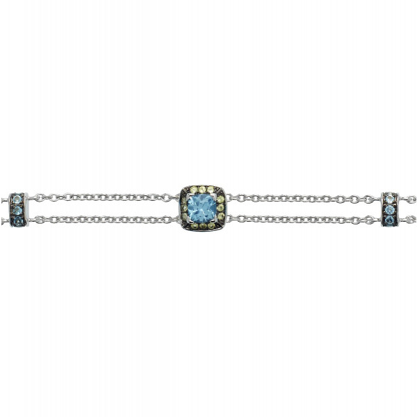 Swiss Blue Topaz and Peridot Bracelet in 18K White Gold