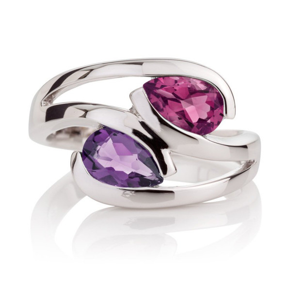Rhodolite and Amethyst Ring in Sterling Silver