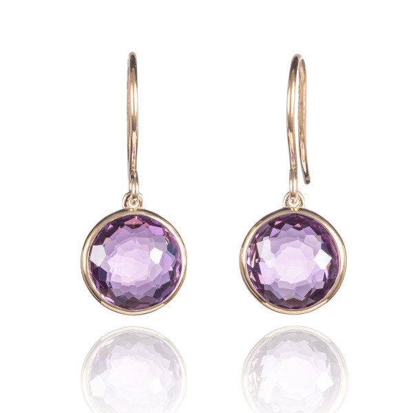 6ct Amethyst Drop Earrings In 9K Yellow Gold