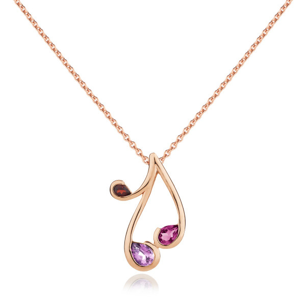 Rhodolite, Amethyst and Garnet Rose Gold Vermeil Necklace