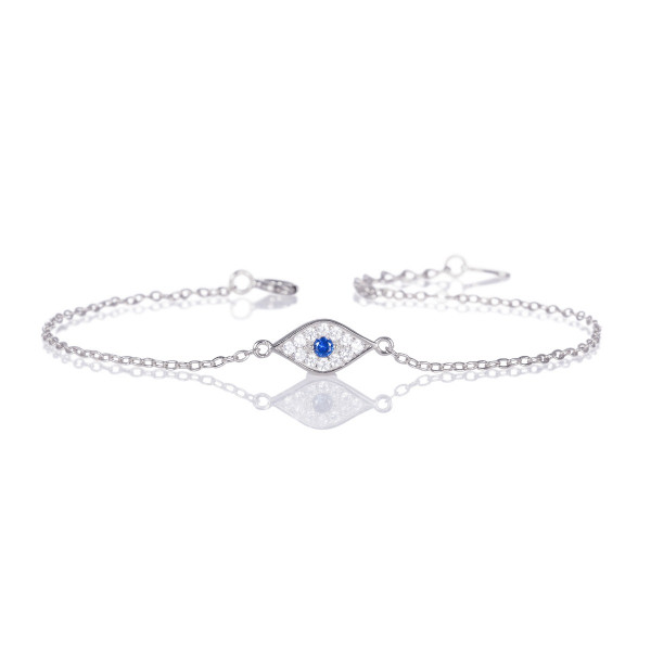 Sterling Silver EVIL EYE Bracelet with Cubic Zirconia