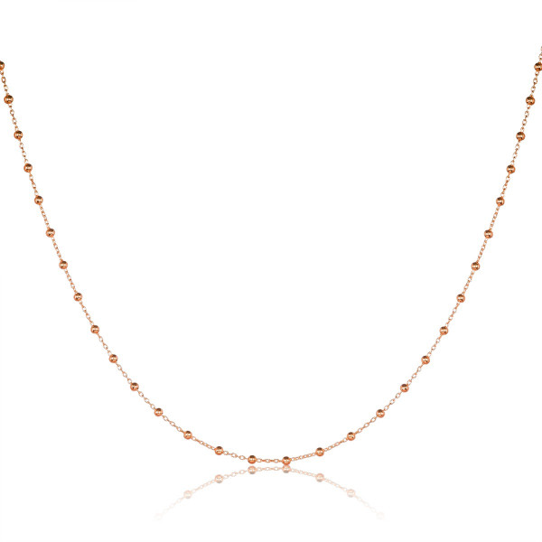 Rose Gold Satellite Chain Necklace in Sterling Silver with Small Beads