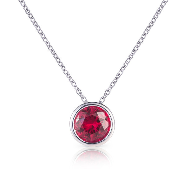 Sterling Silver Pink Red Pendant Necklace