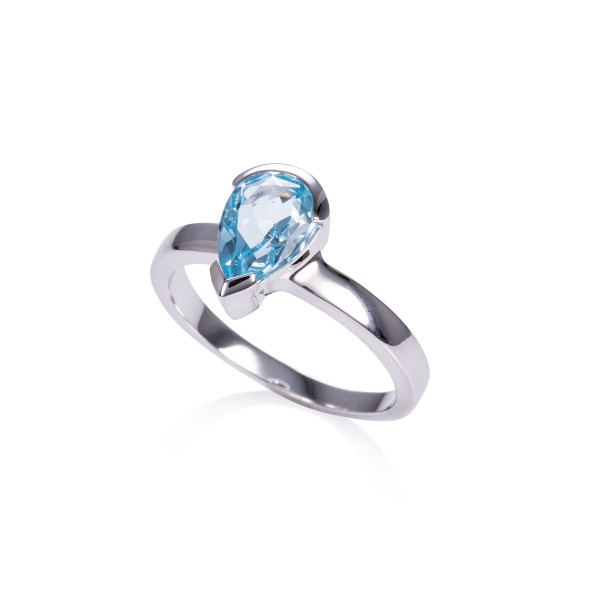 Pear Shaped Blue Topaz Ring in Sterling Silver