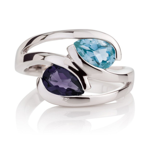 Iolite and Blue Topaz Ring in Sterling Silver